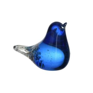 uccello vetro deco blu