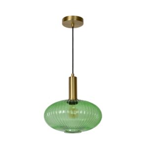 lampada verde vetro metallo rigata