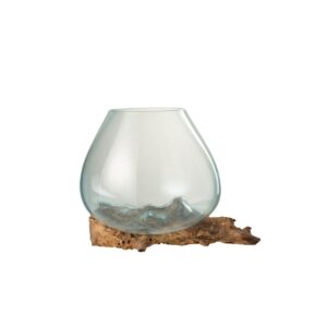 vaso legno vetro