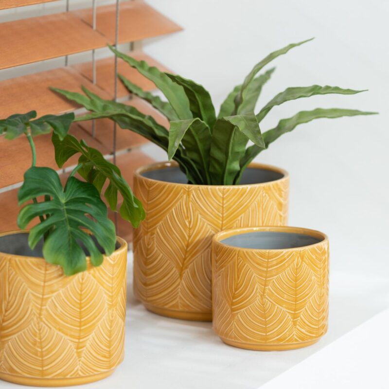 portavaso arancione foglie fantasia