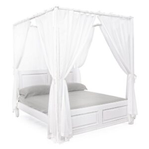 letto colette in legno con tende in cotone country