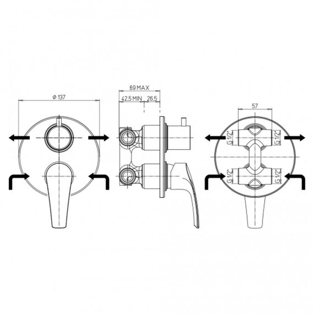 miscelatore doccia incasso con deviatore