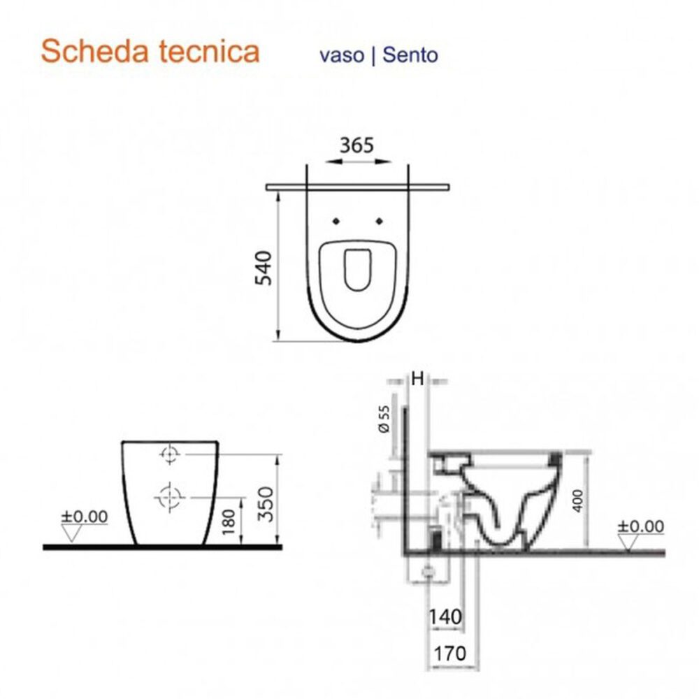 vaso filo muro a terra bianco lucido sento