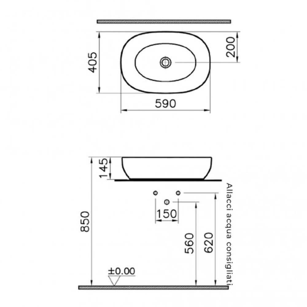 catino ovale outline cm 60