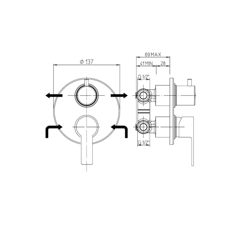 miscelatore doccia incasso con deviatore eolo