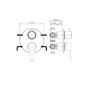 miscelatore doccia incasso con deviatore eolo