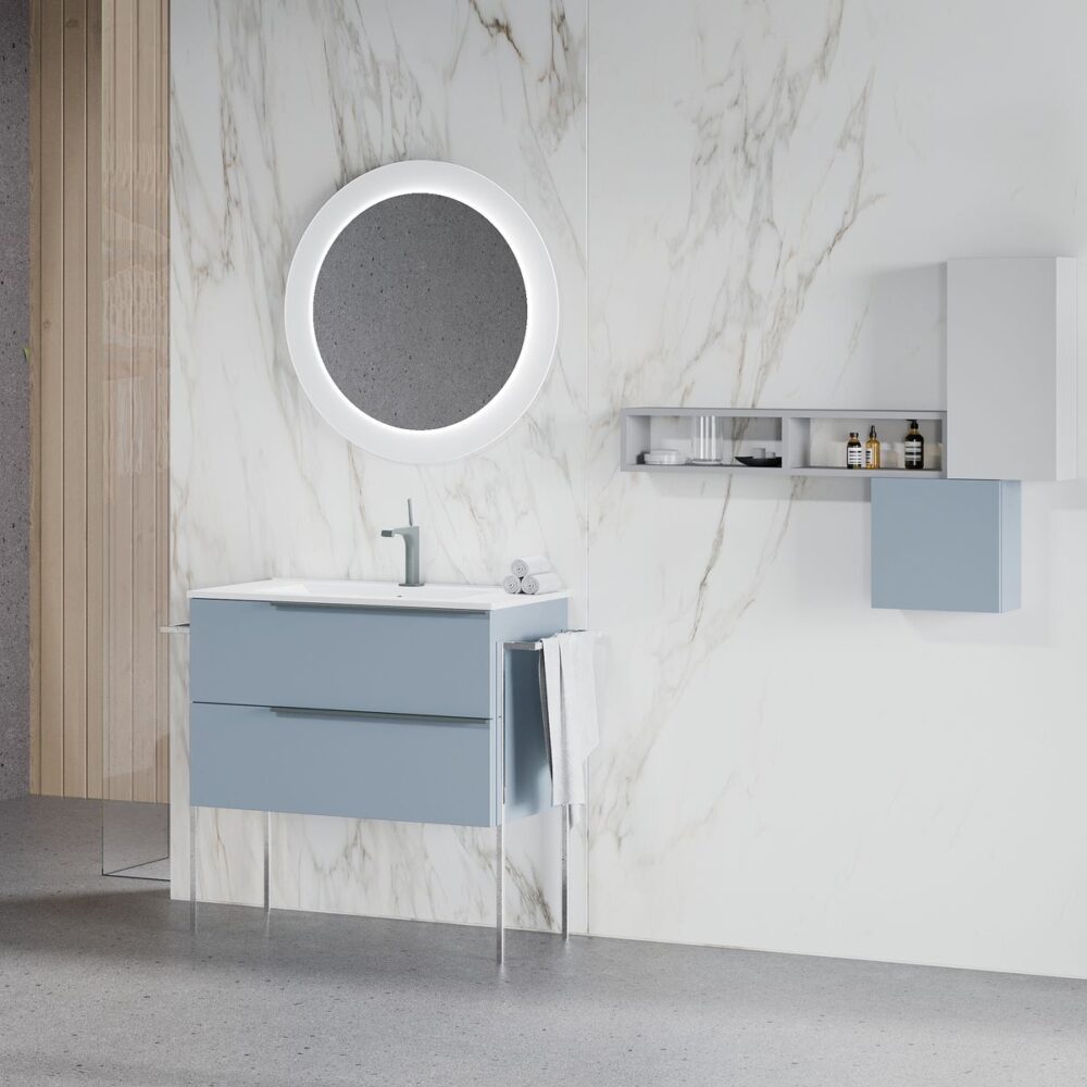 mobile bagno con lavabo blu pastello opaco