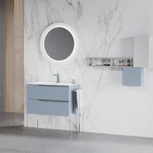 mobile bagno con lavabo blu pastello opaco