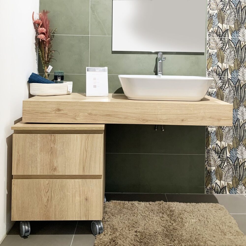 top lavabo e mobile con ruote colore evoke