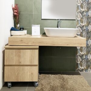 top lavabo e mobile con ruote colore evoke