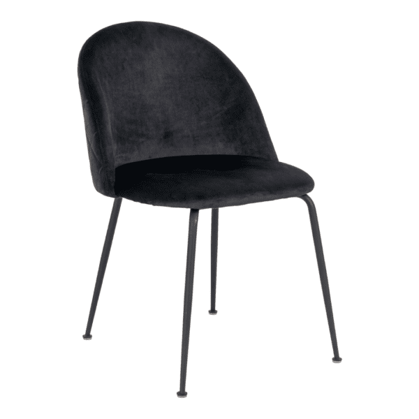Sedia velluto nero con gambe nere Geneve