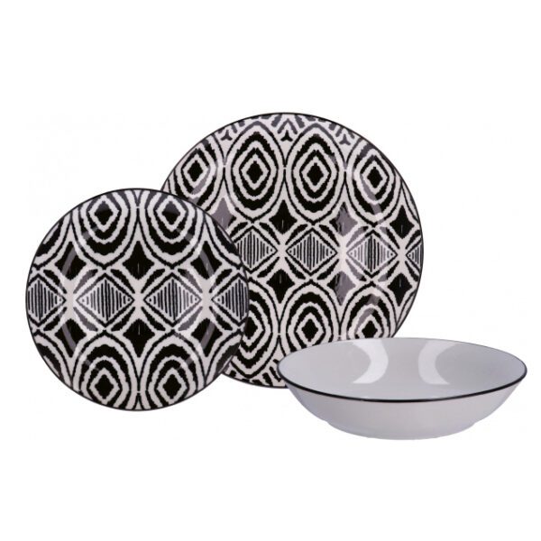 Servizio piatti bianco e nero 18 pz