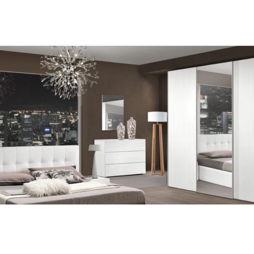 comò alice olmo con cassetti bianchi