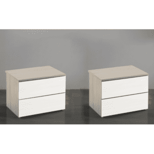 Set 2 comodini Alice olmo con cassetti bianchi