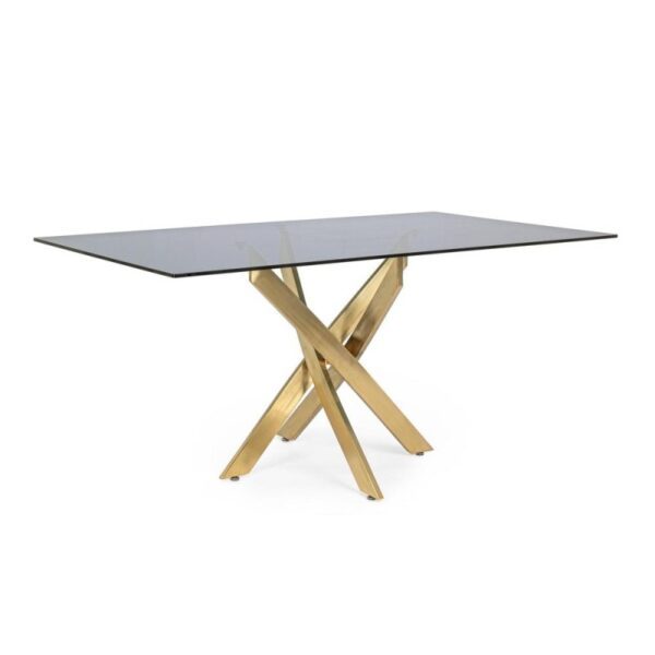 Tavolo rettangolare George Fumé con Base Oro