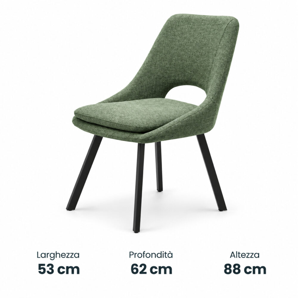 Sedia Manhattan in tessuto verde