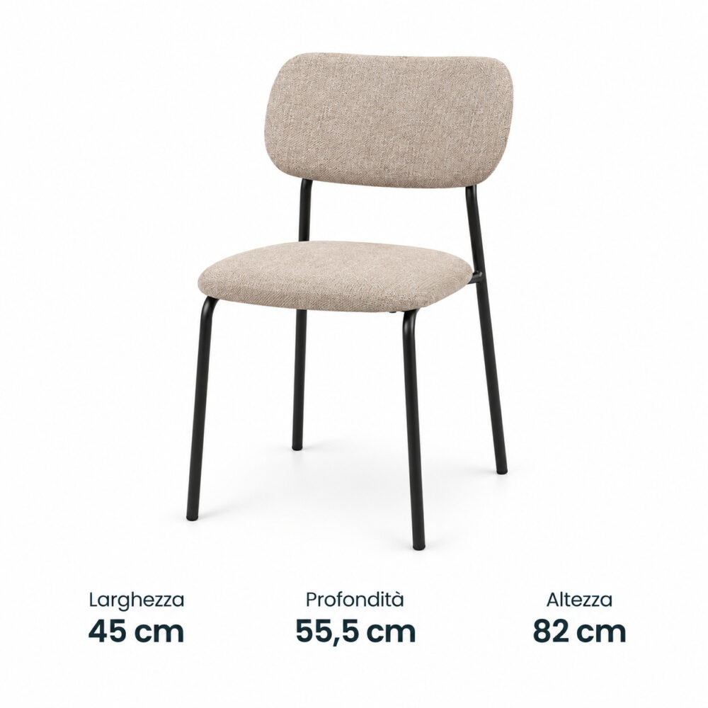 Sedia Philadelphia in tessuto beige