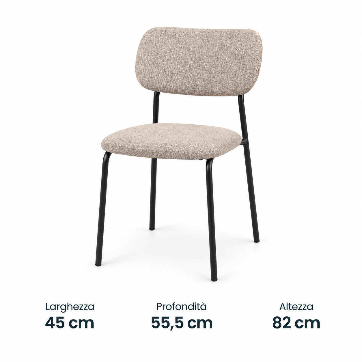 Sedia Philadelphia in tessuto beige