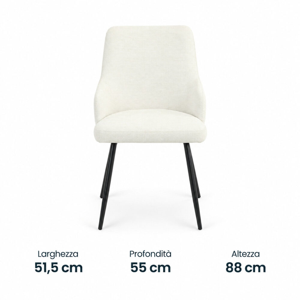 Sedia Milano in tessuto bianco
