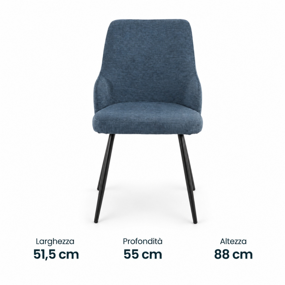 Sedia Milano in tessuto blu