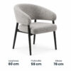 Poltroncina da pranzo Kansas in tessuto grigio mélange