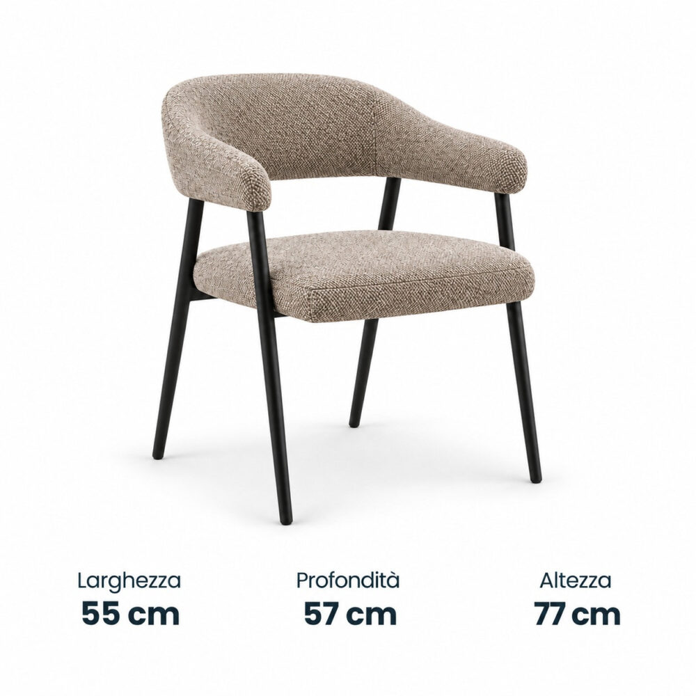 Poltroncina da pranzo Berlino in tessuto tortora trama