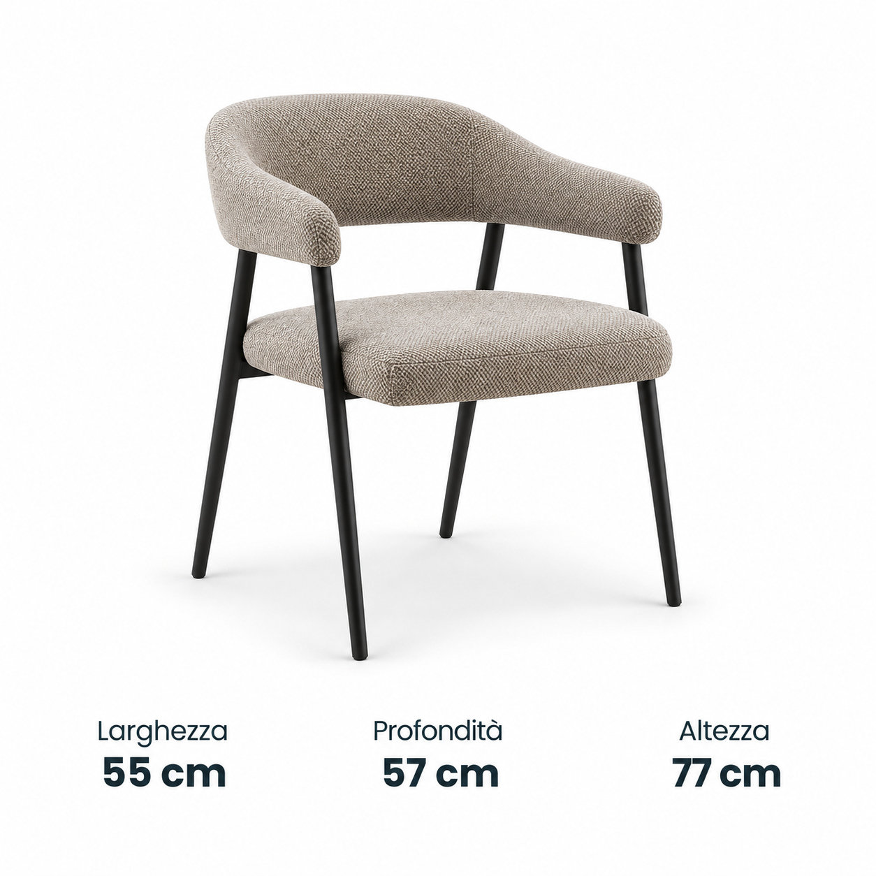 Poltroncina da pranzo Berlino in tessuto stone