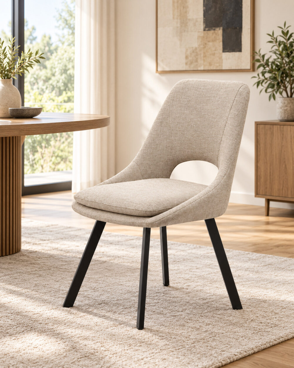 Sedia Manhattan in tessuto beige - immagine 2