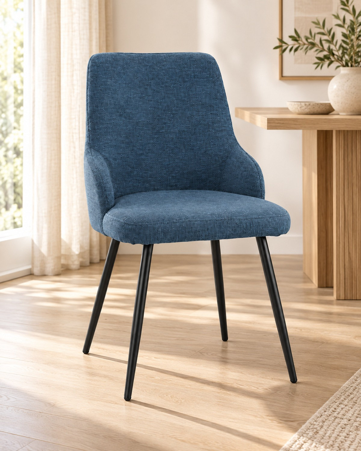 Sedia Milano in tessuto blu