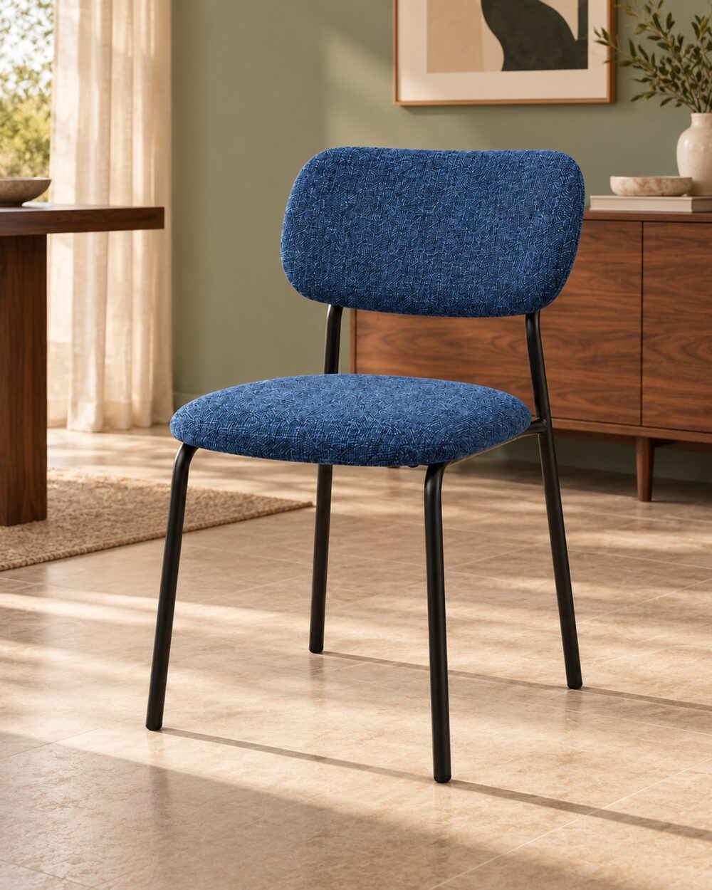 Sedia Philadelphia in tessuto blu - immagine 3