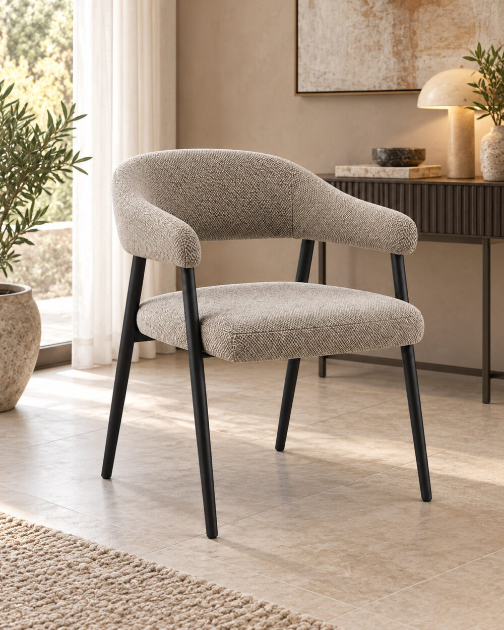 Poltroncina da pranzo Berlino in tessuto stone
