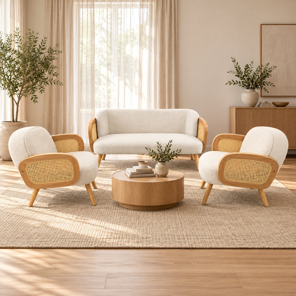 Set divano e due poltroncine bianco - immagine 2
