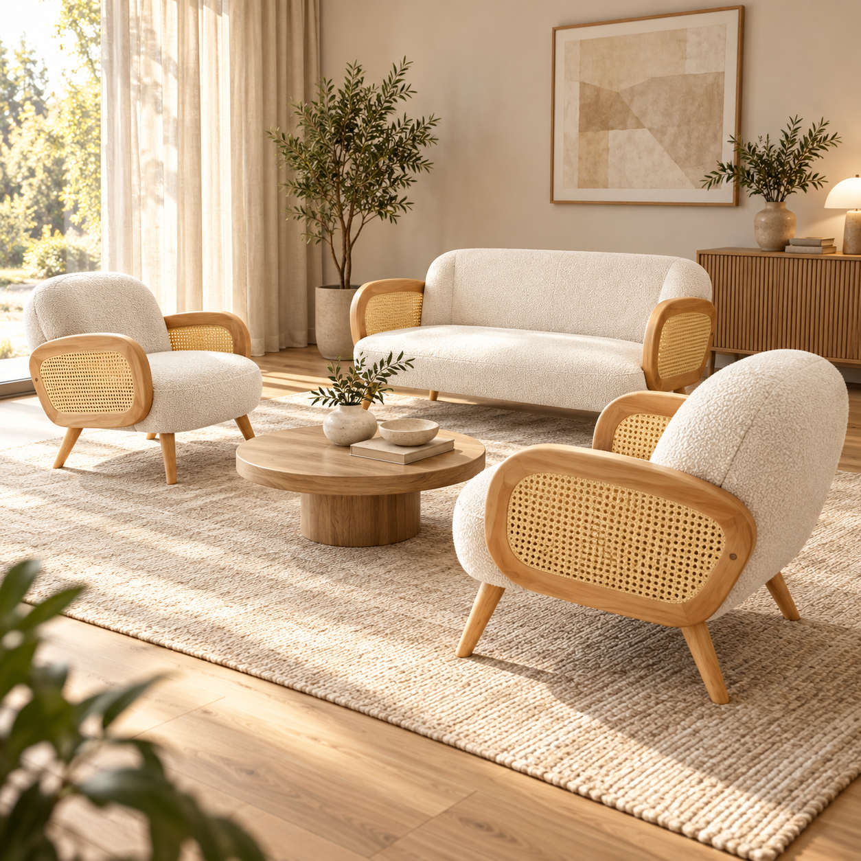 Set divano e due poltroncine bianco - immagine 3