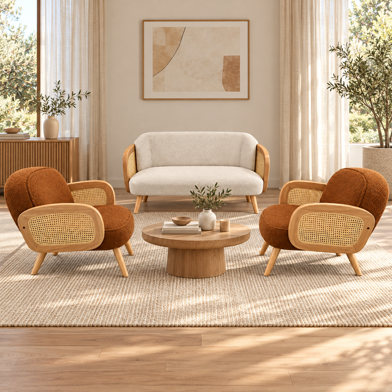 Set divano e due poltroncine cammello - immagine 2